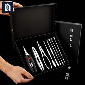 도구 대게 손질 털개 게살 집게기 발라주는 포크 나무판 블랙 클래식 게포크