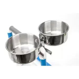 반려새 앵무새 모이통 집게 식기 먹이통 새장 먹이 10cm 스테인리스틸 컵