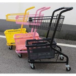 2단 미니 쇼핑 매장 소형 구르마 슈퍼마켓 하단 카트 캐리어 접이식