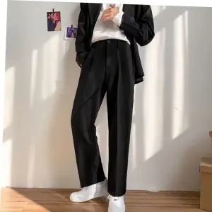 남성 댄디 블랙 세미와이드 슬랙스 정장바지