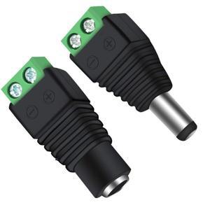 CCTV 보안 카메라용 DC 커넥터 암수 전기 케이블 LED 조명 스트립 연결, 2.1mm * 5.5mm