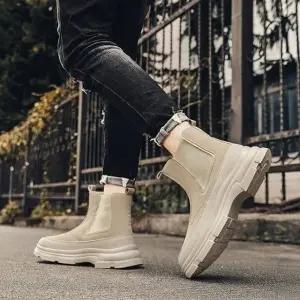 남성 베이지 첼시부츠 스니커즈 하이탑 스트릿 캐주얼 슈즈 (WFK7Z9B)