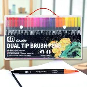 마카펜 세트 붓마카 아트 마커 형광 마카팬 48색