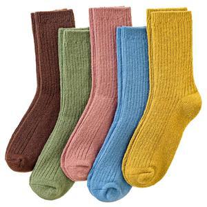 Eocom 여성 메리노 울 부츠 양말 니트 따뜻한 겨울 포근한 보온 등산복 크루 5켤레