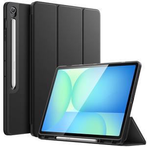 삼성 갤럭시 탭 S10 FE Plus/S10 FE+ 13.1인치, S펜 홀더, 부드러운 TPU 삼중 접이식 스탠드 보호 태블릿 커버, 충전 지원, 자동 웨이크/슬립(블랙)용 JET