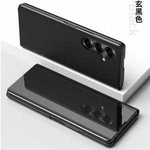 삼성 갤럭시 Z 폴드 7 6 5 4 3 2 폴드7 5G 가죽용 플립 서포트 폰 커버 고급 스마트 미러 케이스