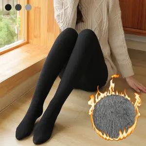 여성 겨울 기모 스타킹 고탄력 팬티 레깅스 2개1세트 골지 니트 면 보정 학생 교복 검정 유발 보온 타이즈