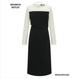 [미니멈]MD 모100  화이트블랙 슬림 H라인 원피스 MD MXDAWO1260_CJ