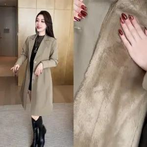 2025 신상 가을 겨울 패션 블레이저 칼라 여성용 기모 두꺼운 중기 길이 외투