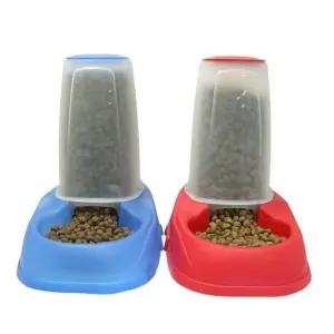 강아지 자동급식기 레드 애완동물 식기 반려견 밥그릇 자율 급식 용기 (WFK8P46)