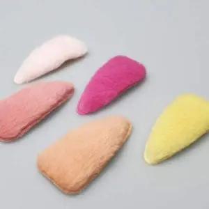 벨벳 믹스컬러 삼각 밍크 퍼 똑딱핀 5P