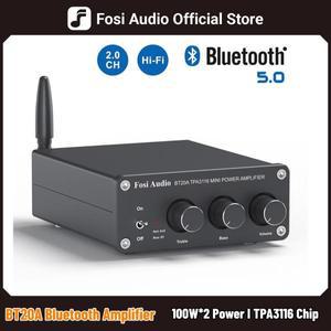 Fosi Audio BT20A Bluetooth TPA3116D2 사운드 전력 증폭기 100W 미니 HiFi 스테레오 클래스 D 앰프 홈 시
