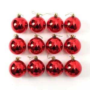 크리스마스 트리 장식 오너먼트 레드볼 유광 6cm 12p 빨간 공 방울 겨울 소품