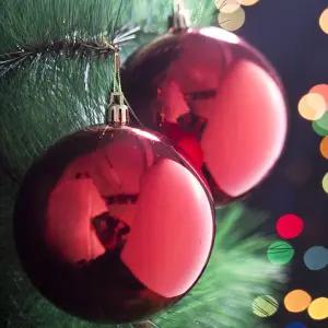 크리스마스 트리 장식 오너먼트 레드볼 유광 10cm 2p 빨간 공 방울 겨울 소품