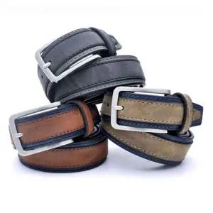 크로스오버 심플 버클벨트 캐주얼벨트 브라운 그레이 남자벨트 남성벨트 가죽벨트 남성자동벨트 캐주얼벨트