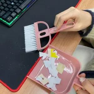 책상 청소 미니 빗자루 세트 연핑크 만능_23477633