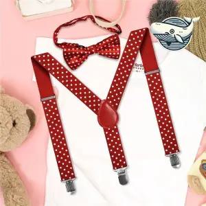 유치원 학예회 멜빵 어린이 빨강 서스펜더 학교