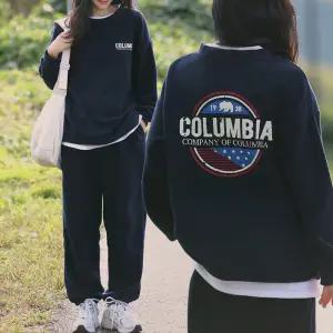 기모 프린팅 트레이닝 세트 맨투맨 조거팬츠 여성 빅사이즈