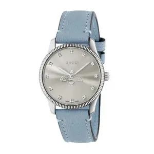 시계 G타임리스 꿀벌 블루 실버 가죽시계 YA1265039