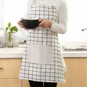 체크 화이트 앞치마