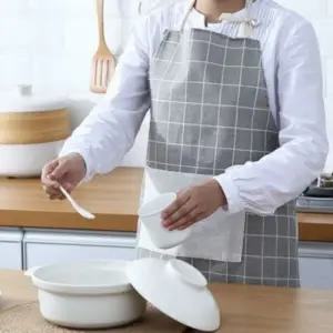 체크 그레이 앞치마