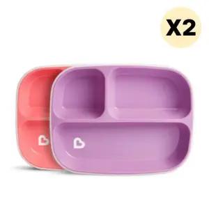 스엔코샵 논 이유식식판 아기그릇 퍼플 핑크 X 2p