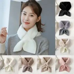 페이크 에코퍼 쁘띠 숏 인조 퍼 니트 머플러 목도리