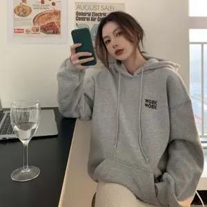 워크 빅 레터링 기모 오버핏 후드 여자 티셔츠 ARK-527