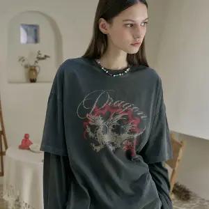 드레곤 레이어드 피그먼트 롱슬리브 스모크블랙