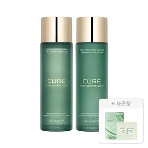 김정문알로에 큐어 하이드라 수딩 기획구성, 1개(토너 130ml, 1개+에멀젼 130ml, 1개)+증정(리알로에 피토 그린 앰플 마스크 30ml, 1매+안티에이징 크림S 파우치 2ml, 2개)