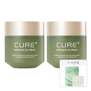 김정문알로에 큐어 인텐시브 2x 크림 50g, 2개 + 증정(피토 그린 앰플 마스크팩, 1개 + 안티에이징 크림, 2ml, 2개)