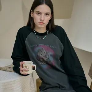 체리포크 레글런 피그먼트 롱슬리브 스모크블랙