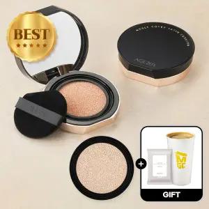 (40%+7%묶음할인/커피쿠폰+클렌징티슈)에이지투웨니스 노블커버 새틴쿠션 본품+리필