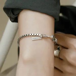 925실버 박스체인 팔찌 심플 사각은팔찌 엔틱 유화팔찌