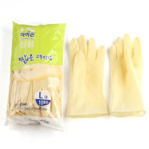 마미손 짧은 고무장갑 미색 대 L 10켤레 갑돌이 136번