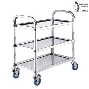 스텐레스 3단 카트 SUS 스텐카트 부식방지 위생용 병원 식당용운반기 서빙 웨건 핸드카