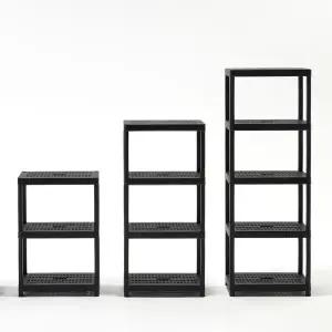 [보네드] 크라운 M 블랙 3단 플라스틱 베란다 세탁실 다용도실 선반