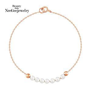[니지쥬얼리] 14K PINK GOLD 라인 진주 볼 팔찌