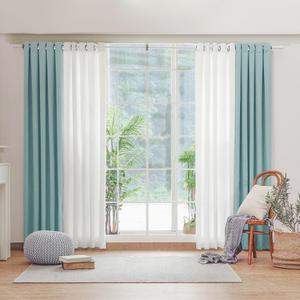 더자리 아일렛 솔리드 암막커튼 특대형 스카이블루+끈 280x250cm, 1개