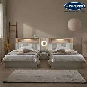 맨해튼 템바보드 편백나무 원목 호텔 트윈 수납 침대+협탁1EA(매트제외-SS+SS)