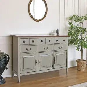 제노바 9서랍 3도어 주방수납장 그릇장 엔틱베이지