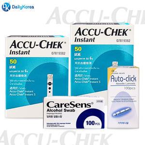 아큐첵 인스턴트 혈당시험지 100매+침100개+솜100매 당뇨 검사지 임당 측정 당체크 D