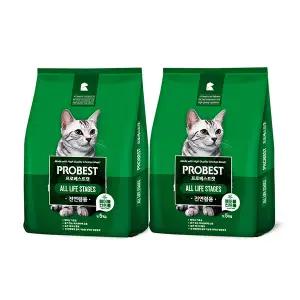 프로베스트 고양이사료 헤어볼 전연령, 5kg, 2개