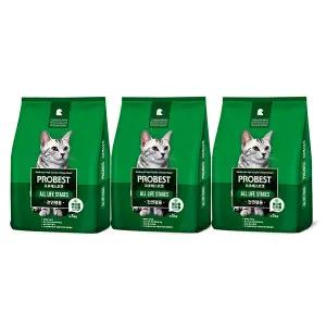 프로베스트 고양이사료 헤어볼 전연령, 5kg, 3개
