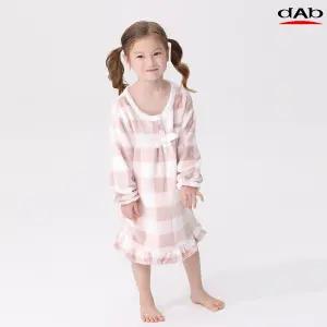 [댑] 아동 체크 여아 수면 잠옷 원피스_DPJ17160