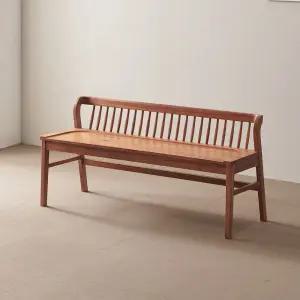 [/착불배송] 발렌시 참죽나무 원목 3인 인테리어 벤치 식탁 의자