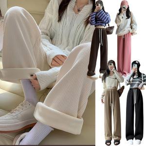 겨울 코듀로이 팬츠 밴딩 기모바지 여성 와이드 골덴 스판 데일리