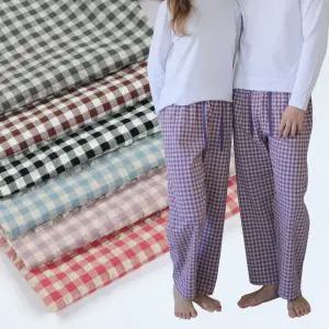 국산 체크 잠옷바지 면혼방 남성 홈웨어 여성 파자마 바지 파스텔 시어서커 커플 실내복