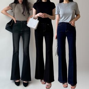 세미부츠컷청바지 블랙진 생지데님 흑청 진청 팬츠 스판 나팔바지