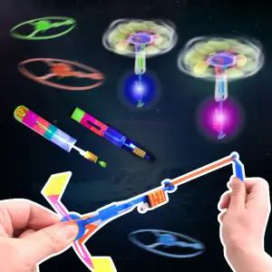 불빛 낙하산 어린이 LED 슈팅 플라이 장난감 캠핑가서 바깥 놀이 바람개비 프로펠러 새총